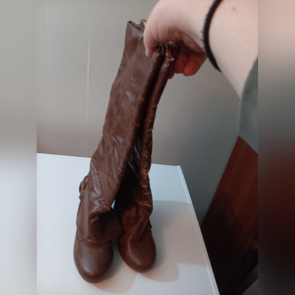 Women's Brown Leather Heeled Boots